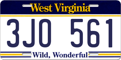 WV license plate 3JO561