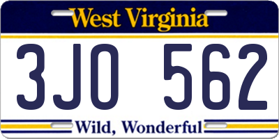 WV license plate 3JO562