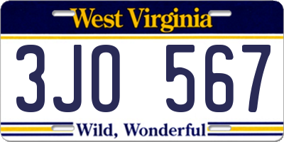 WV license plate 3JO567