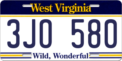 WV license plate 3JO580