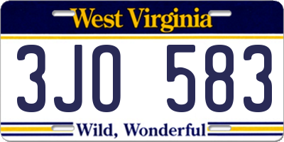 WV license plate 3JO583