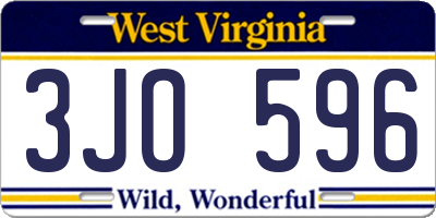 WV license plate 3JO596