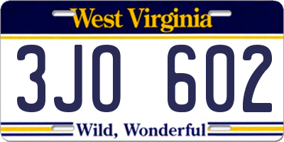 WV license plate 3JO602