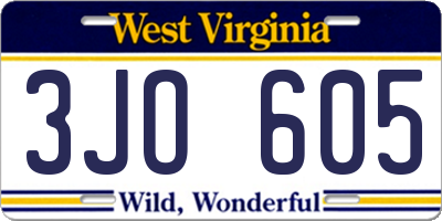 WV license plate 3JO605