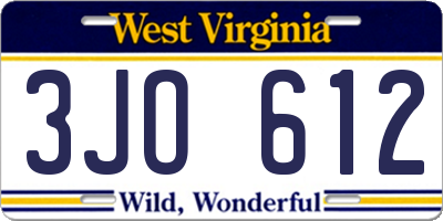 WV license plate 3JO612