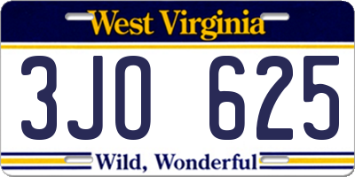WV license plate 3JO625