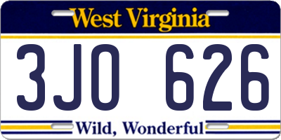 WV license plate 3JO626