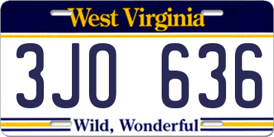 WV license plate 3JO636