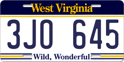 WV license plate 3JO645