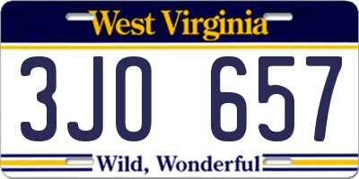 WV license plate 3JO657