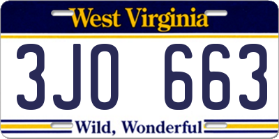 WV license plate 3JO663