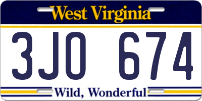 WV license plate 3JO674