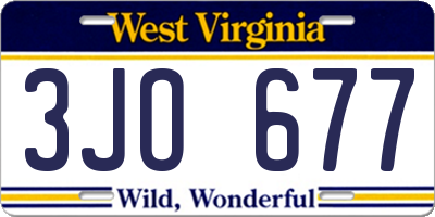 WV license plate 3JO677