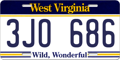 WV license plate 3JO686