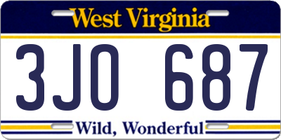 WV license plate 3JO687
