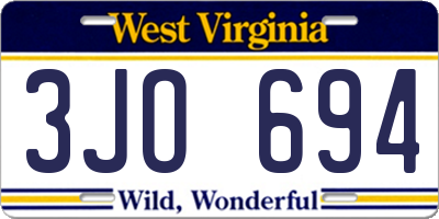 WV license plate 3JO694