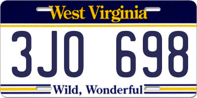 WV license plate 3JO698