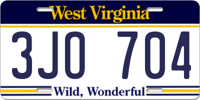WV license plate 3JO704