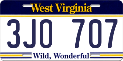 WV license plate 3JO707