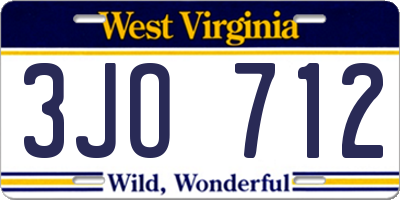 WV license plate 3JO712
