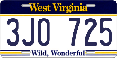 WV license plate 3JO725