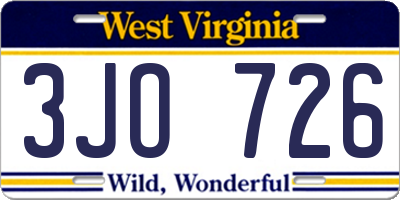 WV license plate 3JO726