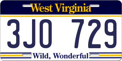 WV license plate 3JO729