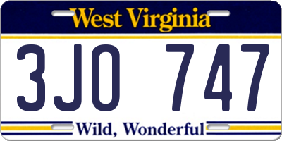 WV license plate 3JO747