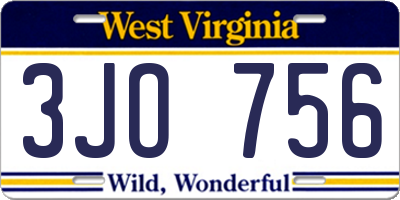 WV license plate 3JO756