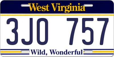 WV license plate 3JO757