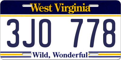 WV license plate 3JO778