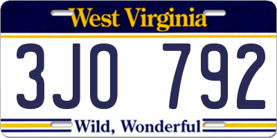 WV license plate 3JO792