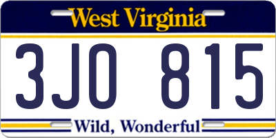 WV license plate 3JO815