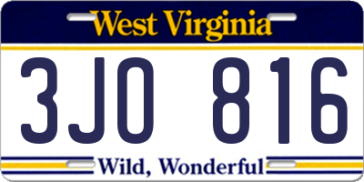 WV license plate 3JO816