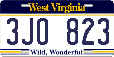 WV license plate 3JO823