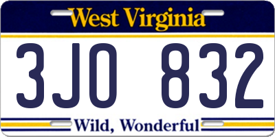 WV license plate 3JO832