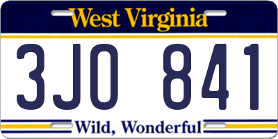 WV license plate 3JO841