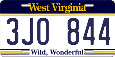WV license plate 3JO844