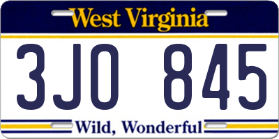 WV license plate 3JO845