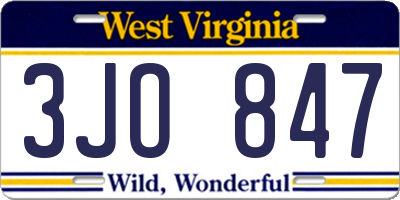WV license plate 3JO847