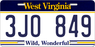 WV license plate 3JO849