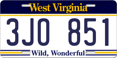 WV license plate 3JO851