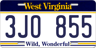 WV license plate 3JO855