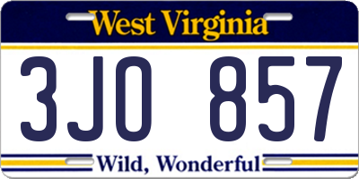 WV license plate 3JO857
