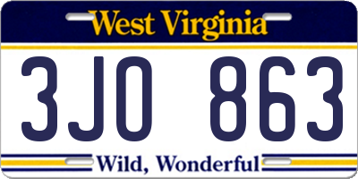 WV license plate 3JO863