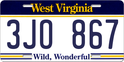 WV license plate 3JO867