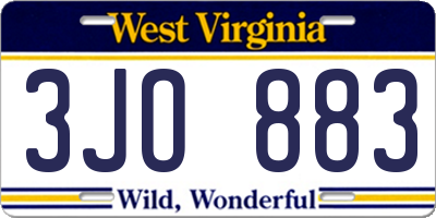 WV license plate 3JO883
