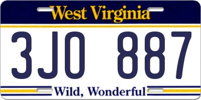 WV license plate 3JO887