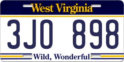 WV license plate 3JO898