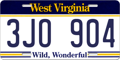 WV license plate 3JO904